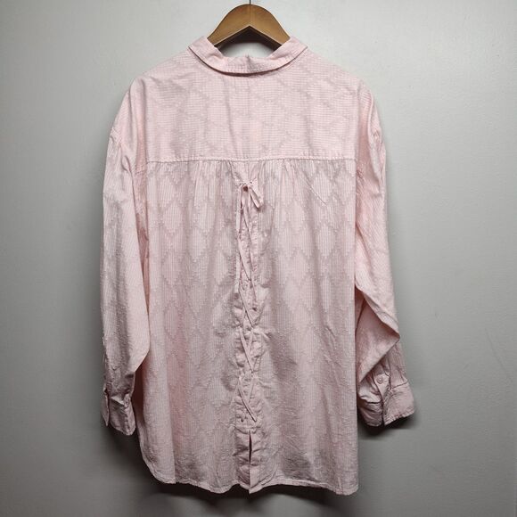 Wonderly Button Down Shirt Women Plus Size 4X Pink Cotton Spring Casual Feminine - Picture 5 of 8